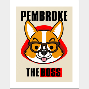 Corgi Dog Money Heist Boss Member Pembroke white Posters and Art